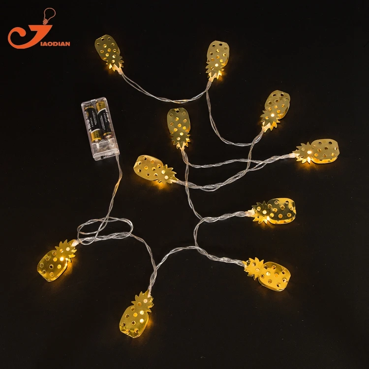 Золото металл ананас света гирлянда металлик украшения комнаты 10 светодиодов