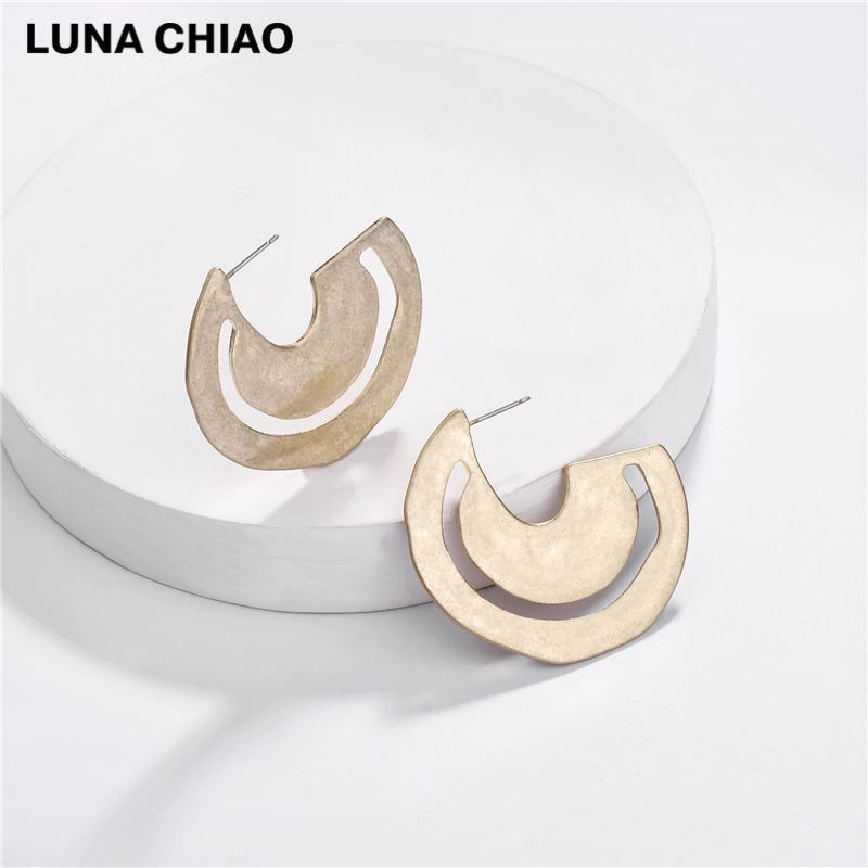 LUNA Чао носить цвета: золотистый серебристый покрытие лунный Форма Хооп серьги