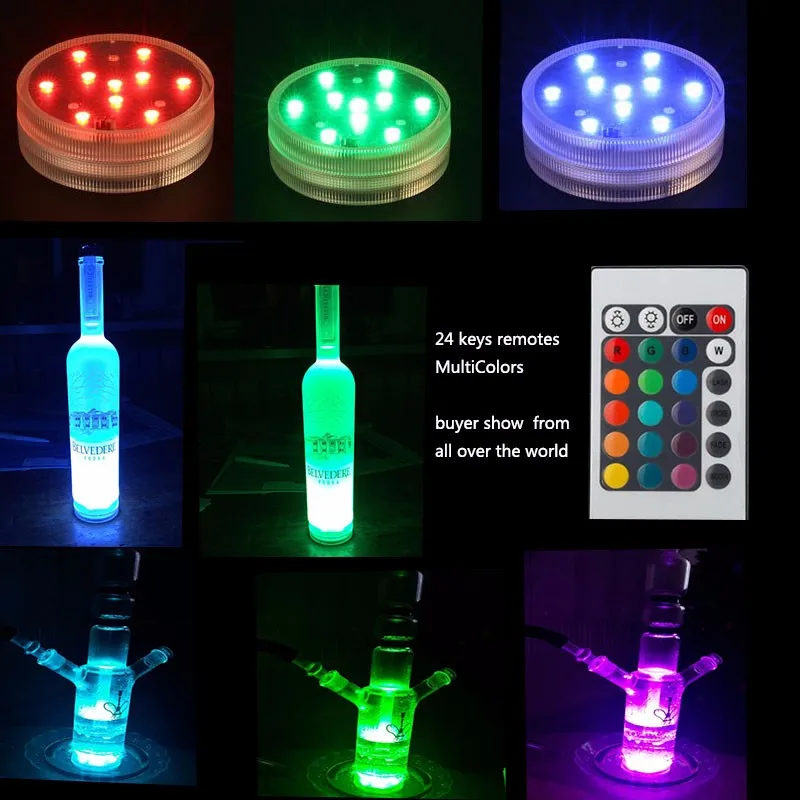 Free shipping 4pcs Battery operated Remote control 16colors Submersible LED light vases base for wedding celebration | Освещение