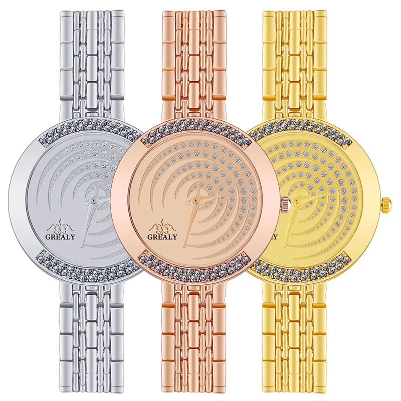 Модные женские часы с бриллиантами роскошные золотые кварцевые со стразами Relojes