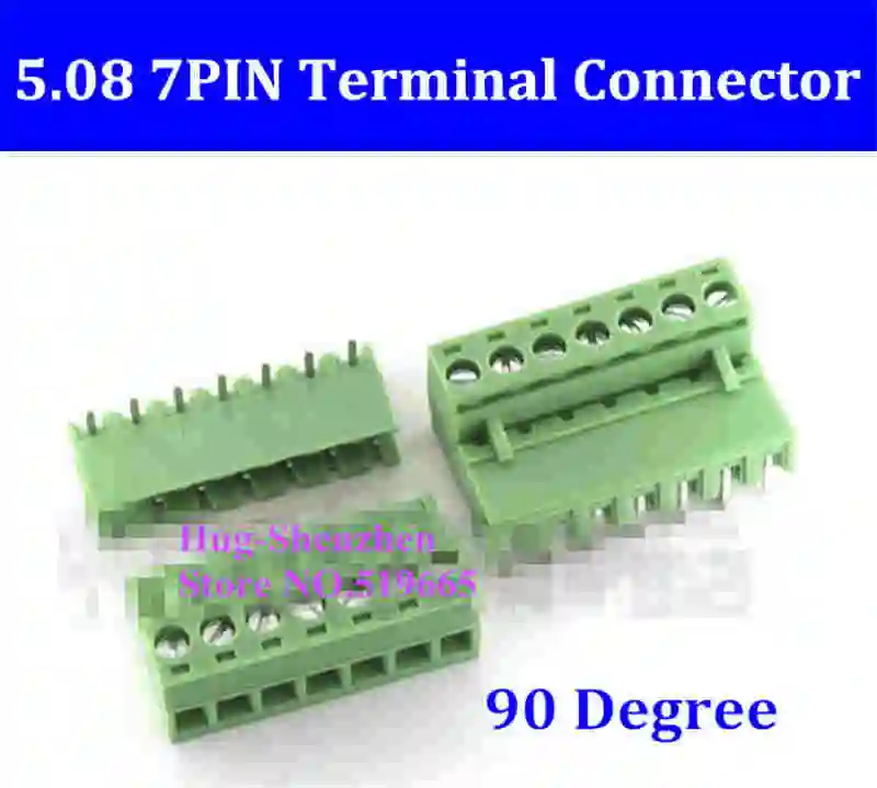 

5.08 5.08mm 7pin 7-Pin Terminal plug type 300V 10A 5.08mm pitch connector pcb screw terminal block 90 degree
