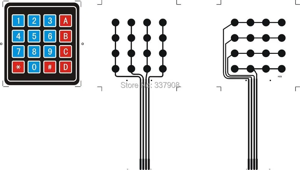 

Free shipping! 50PCS/LOT 4*4 Matrix Array/Matrix Keyboard 16 Key Membrane Keyboard for Singlechip/MCU/Arduino