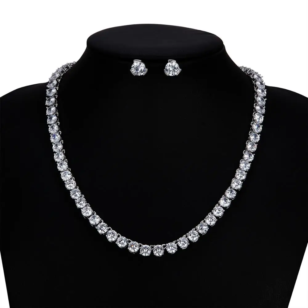

CZ Cubic Zirconia Bridal Wedding Around Necklace Earring Set Jewelry Sets for Women Prom Jewelry Accessories CN10159