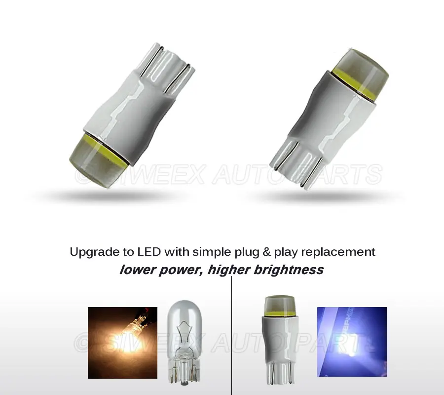 

1Pcs LED W5W T10 194 168 COB 9SMD Led Parking Bulb Auto Wedge Clearance Lamp Ceramic Silica Bright White License Light Bulbs