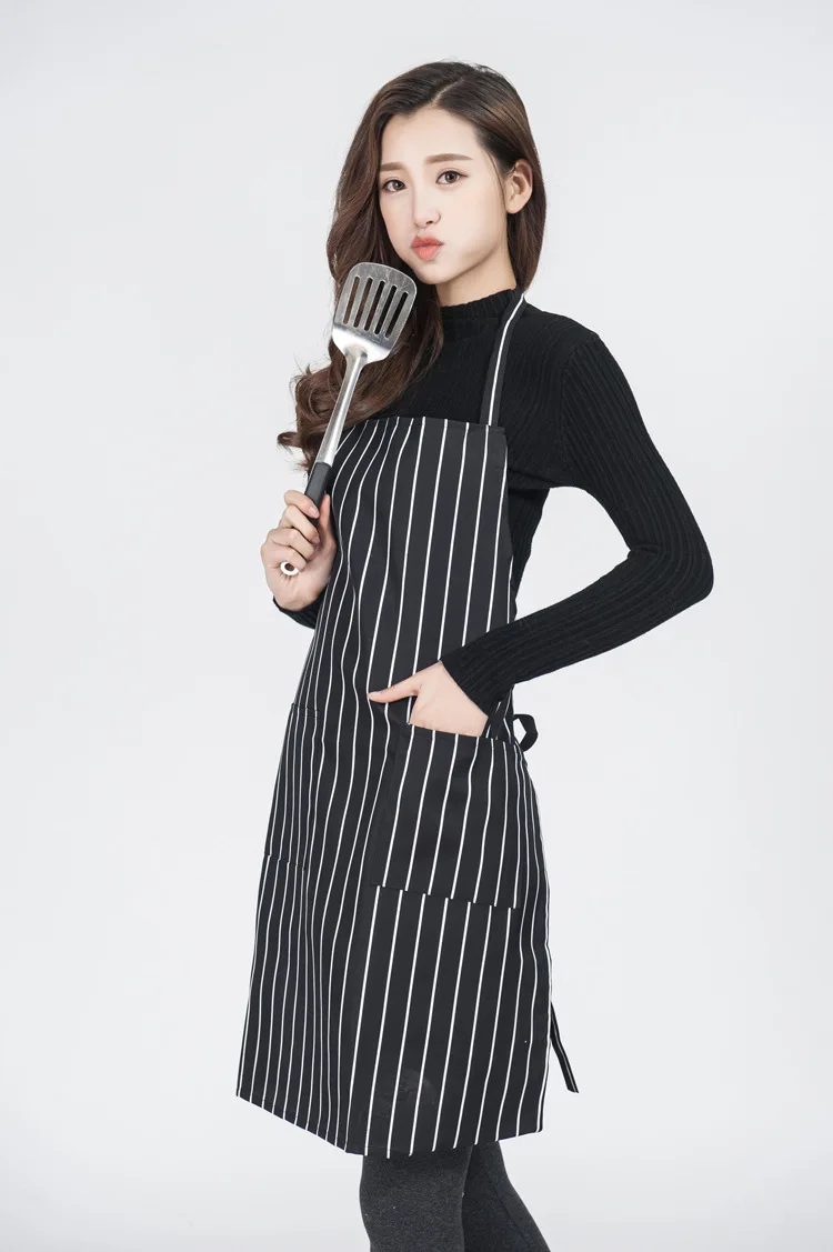 1 шт. новый черный белый полосатый Женский Мужской фартук коммерческий