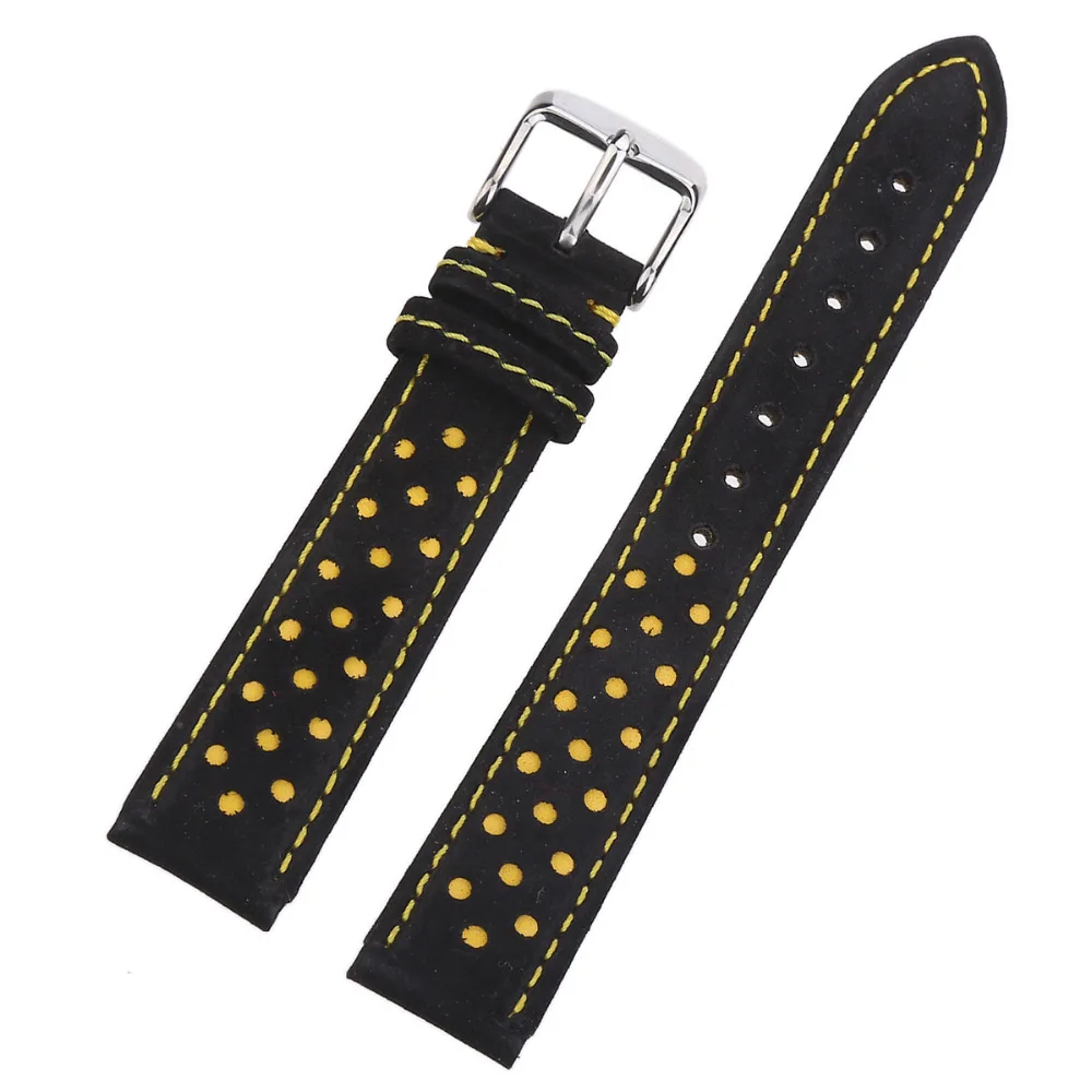 Eache специальное отверстие из натуральной кожи Watchstrap черный серый ремешок Группа