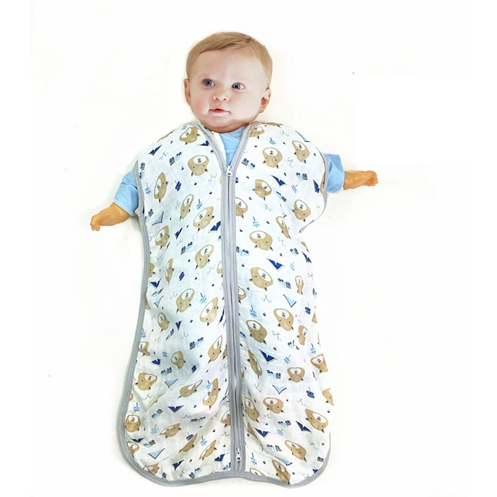 Детский спальный мешок без рукавов для младенцев бамбуковый хлопковый летняя