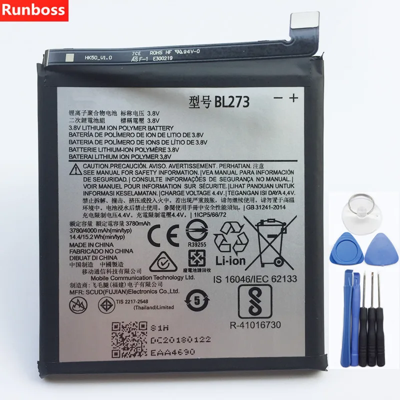 Runboss высококачественный аккумулятор 4000 мАч BL273 для lenovo K6 Note K53a48 аккумулятор