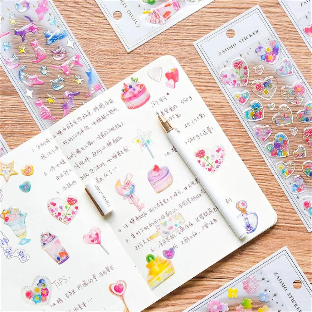 2 шт мультфильм звезды луна планеты Кристалл 3D наклейки Kawaii Канцтовары DIY