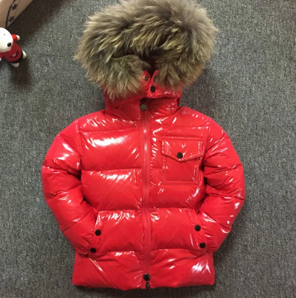 red short Детский пуховик для мальчиков и девочек длинный белый пуховик Толстая-35 градусов - Цвет: red short