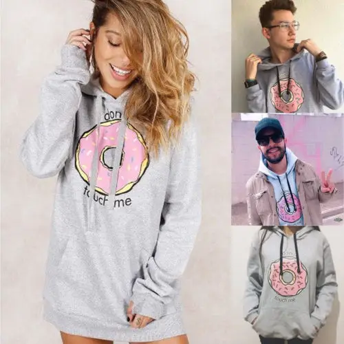 Толстовка унисекс с длинным рукавом принтом пончиков и карманами|women hoodies|printed