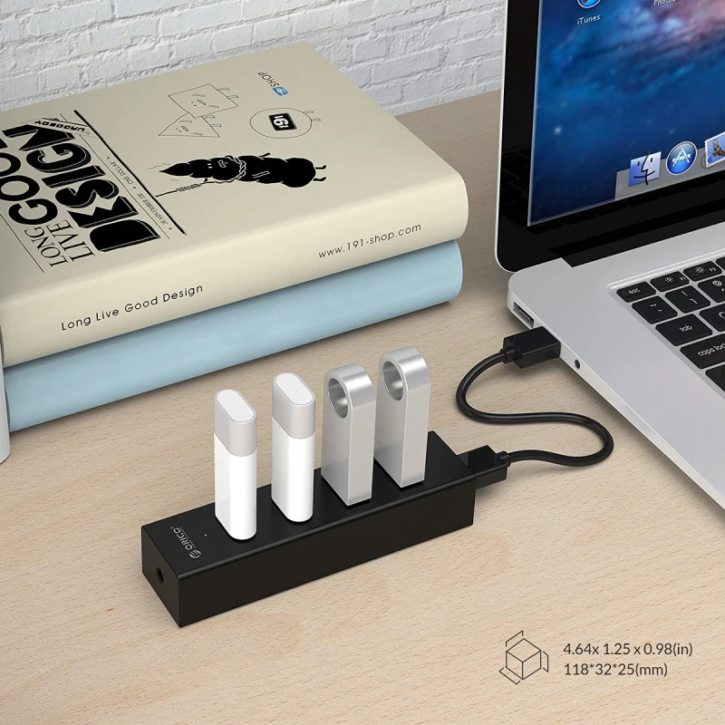 ORICO USB концентратор из алюминиевого сплава 4 порта Высокоскоростной 3 0 с портом