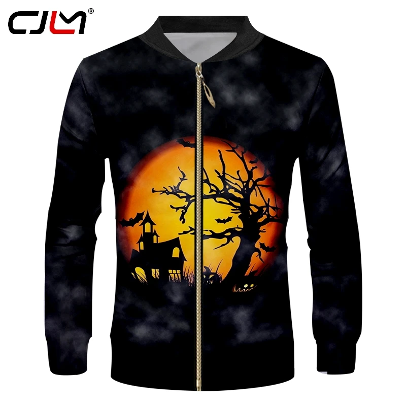

CJLM Horrible Halloween Men's Big Size 6Xl Zip Jacket 3D Printed Pumpkin House Man Fashion Best Selling Zipprt Sweatshirt 5XL