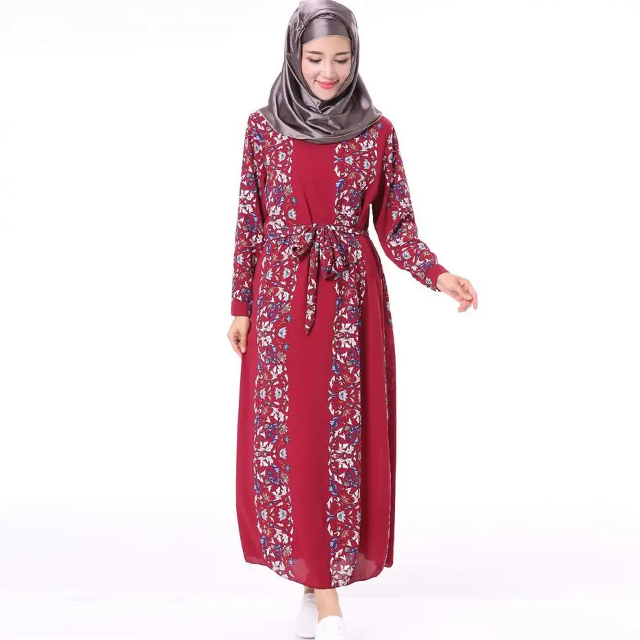 Long Sleeve Maxi Dress In Этнический Стиль Мусульманской Одежды Для Женщин О Образным