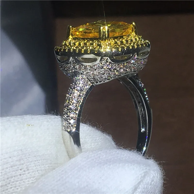 2018 брендовые роскошные женские кольца с фианитом 3ct AAAAA заполненные белым золотом