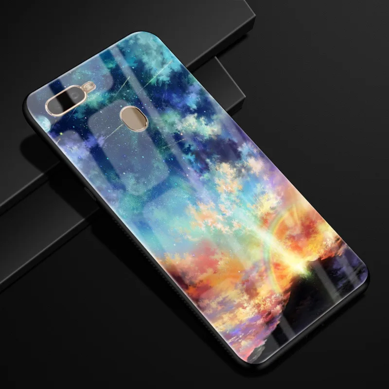 Для OPPO A7 чехол 6,2 ''стеклянный силиконовый бампер+ Жесткий PC стекло задняя крышка для OPPO AX7 CPH1901 CPH 1901 OPPOA7 AX 7 A 7 чехол для телефона s