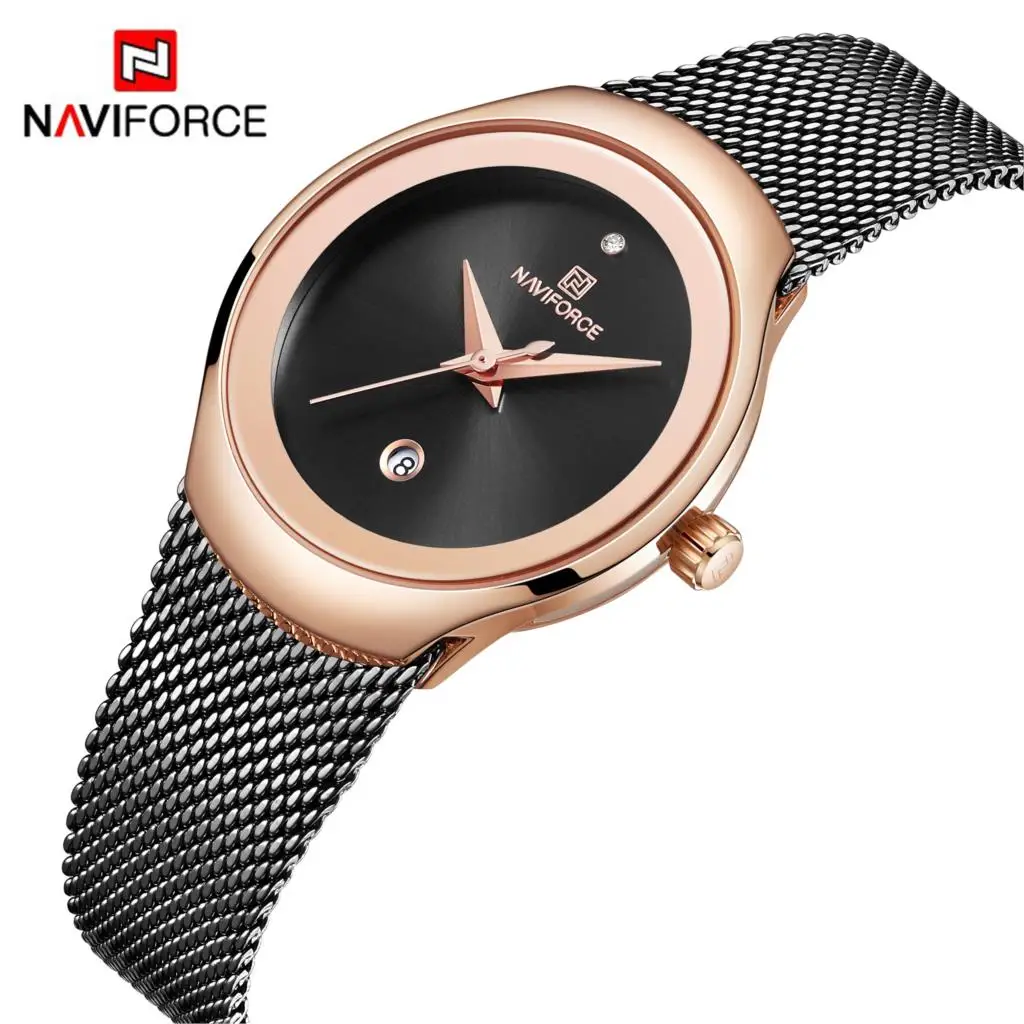 Часы наручные NAVIFORCE женские кварцевые роскошные брендовые модные стальные с