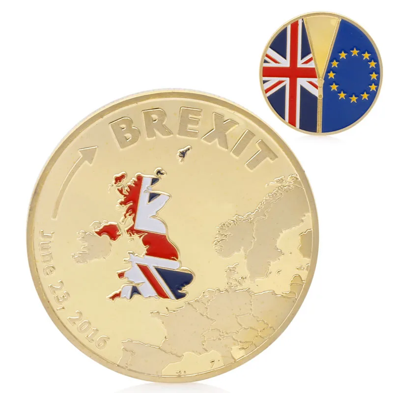 Монеты 2017 Brexit памятная монета позолоченная сливери коллекция монет физический