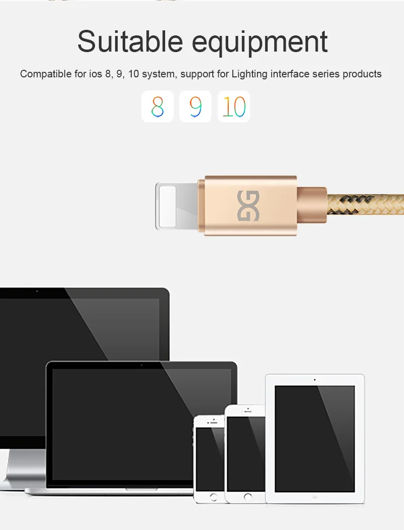 GUSGU USB кабель с нейлоновой оплеткой для iPhone X 8 8 Plus, кабель для быстрой зарядки для iPad, USB кабель для зарядки для iPhone 7 7s Plus 6 6s 5 SE