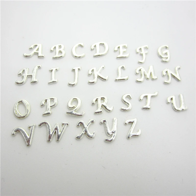 130 шт./лот смешанные посеребрённые буквы алфавита Плавающие Подвески живые