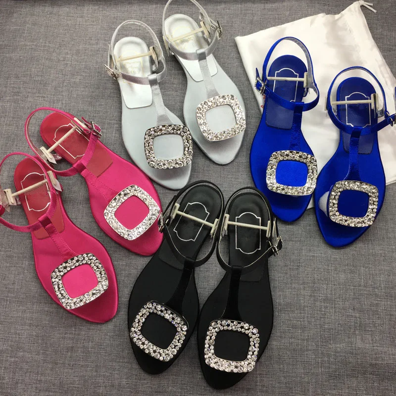 Уличная модная летняя обувь; женская обувь; chaussures femme; дизайнерские босоножки со стразами; Лидер продаж; стильная повседневная обувь на плоской подошве; Sandalias Mujer;