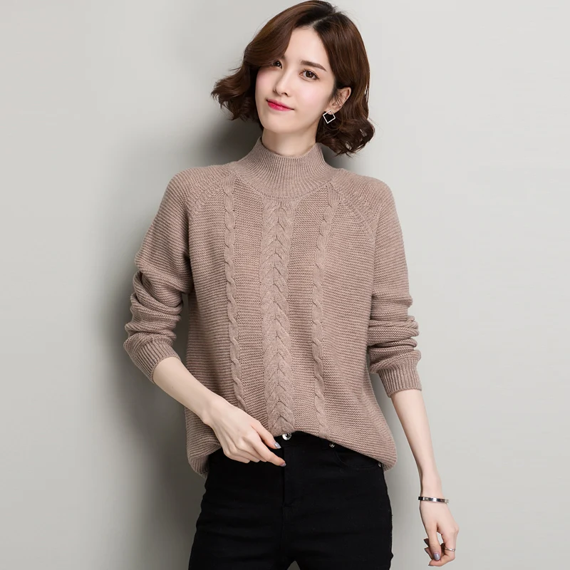 100% шерсть брендовый короткий свитер осень зима женский новый однотонный вязаный