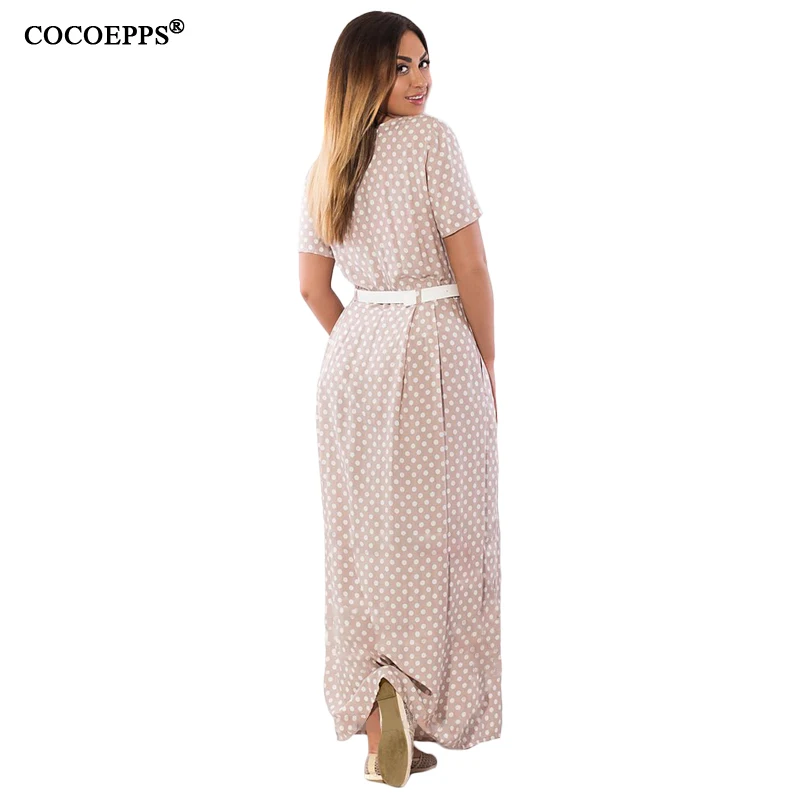 

COCOEPPS Summer Polka Dot Women Maxi Dress 2019 Plus Size Elegant Sashes Female Long Dresses Large Size Ladies Big Size Vestidos