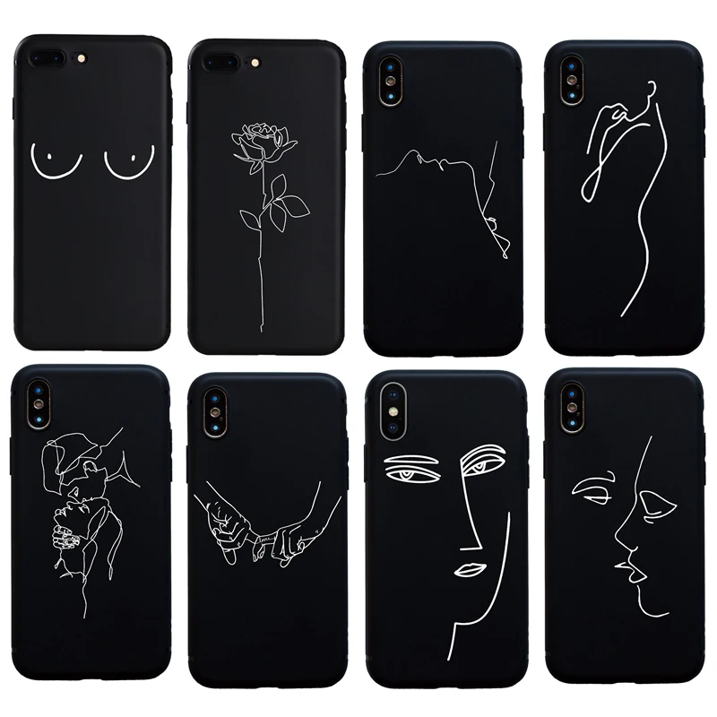 Мягкий чехол с абстрактным рисунком для iphone 6 6s 7 8 Plus телефона поцелуями на грудь