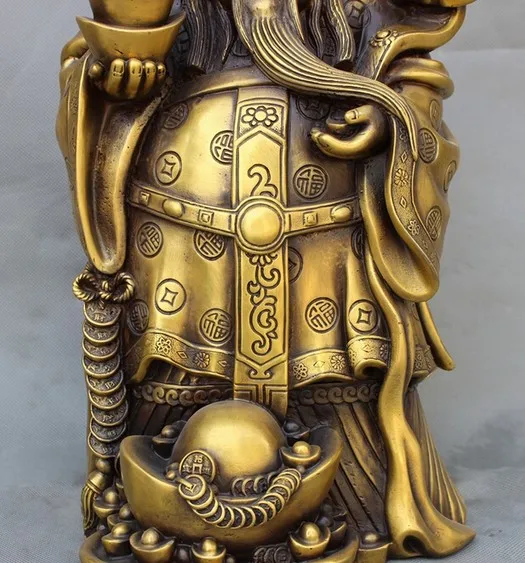 YM 321 16&quot Chinese Bronze RuYi YuanBao Coin Standing Happy Mammon God Buddha Statue | Дом и сад