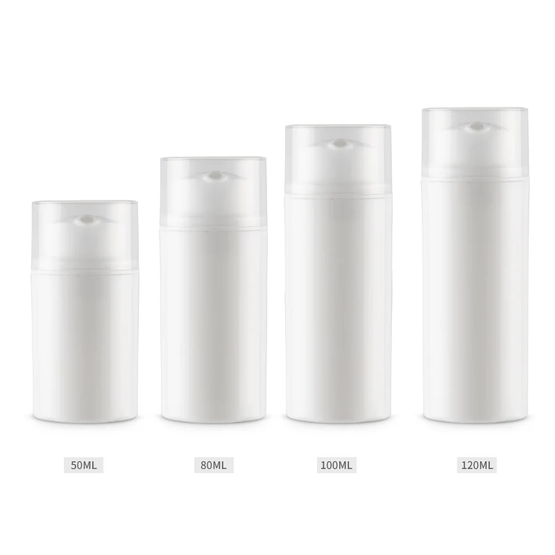 

300pcs 50/80/100/120ml Empty Plastic Cosmetic Bottle Travel Mini Liquid Bottles White Airless Pump Vacuum Toiletries Container