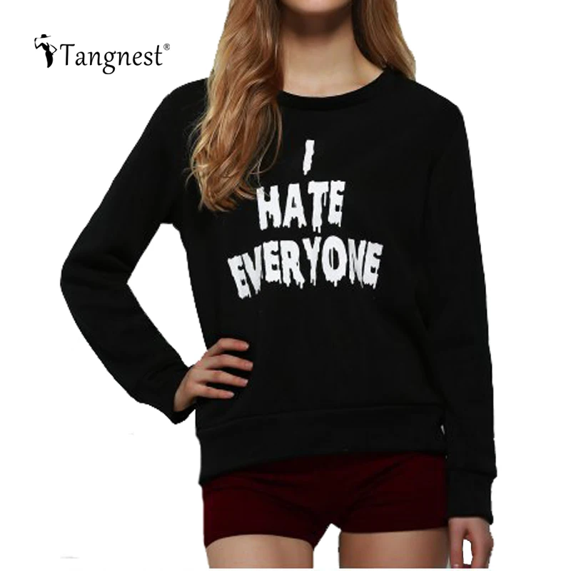 TANGNEST/2017 осень-зима Письмо печати свободные с длинным рукавом Удобная Женская