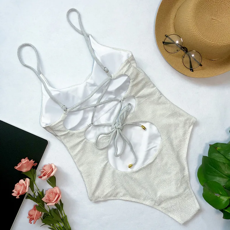 Женский Яркий купальный костюм с галстуком однотонный подкладкой монокини OP032 2019