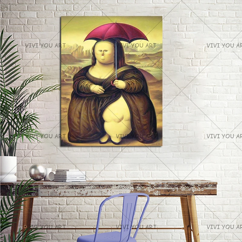 Холст ручной работы от Da Vinci Mona Lisa giclee Cartoom Картина на холсте известная картина