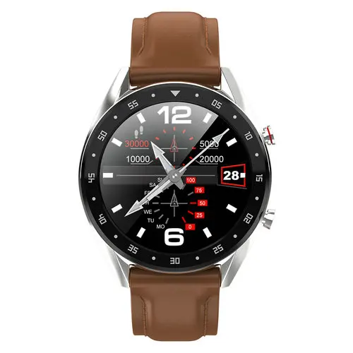 brown leather ЭКГ часы браслет кровяное давление IP68 Водонепроницаемый Bluetooth Смарт Фитнес Пульс Спорт браслет pk n58 e18 z03 Смарт часы - Цвет: brown leather