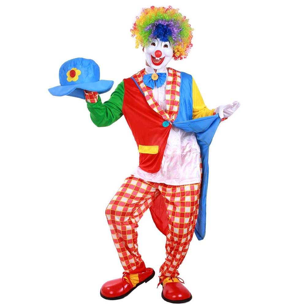 Creative Clown Costume Halloween Masquerade Stylish Outfit Suit Party Supplies for Adult Men | Дом и сад