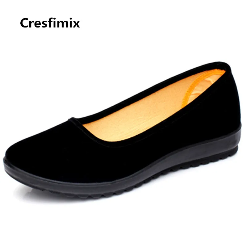 Cresfimix women sweet comfortable spring slip on cloth dance shoes lady fashion black shoes cute shoes zapatos de mujer b3197