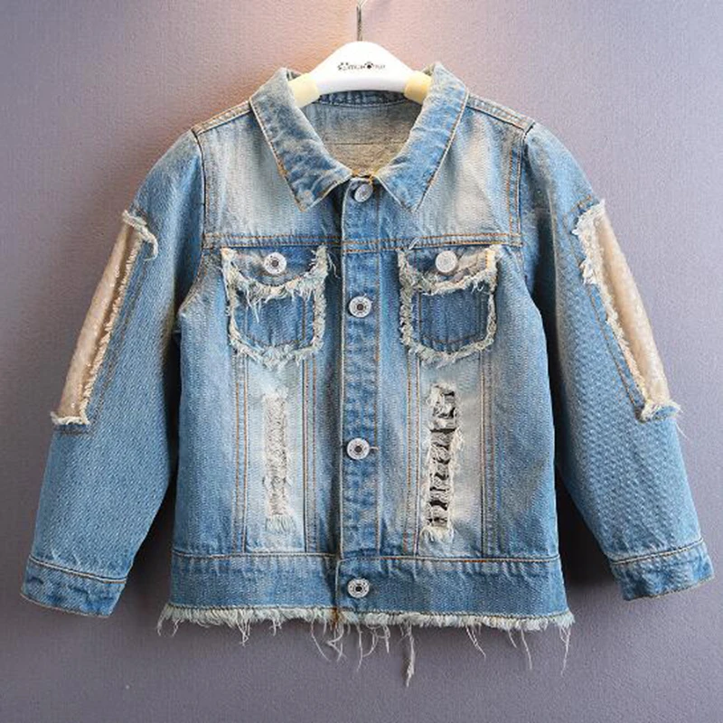 2-12Yrs Girls Denim Coat Baby Girl Clothes Spring Embroidery Children Jeans Jacket Sequins Little Beauty Design Kids Outerwear images - 6