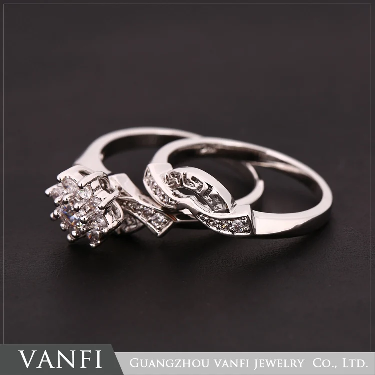 

2 Circles High Quality Eternity CZ Ring Lovers Set White Silver Color Engagement Wedding Rings for femme Couple Jewelry