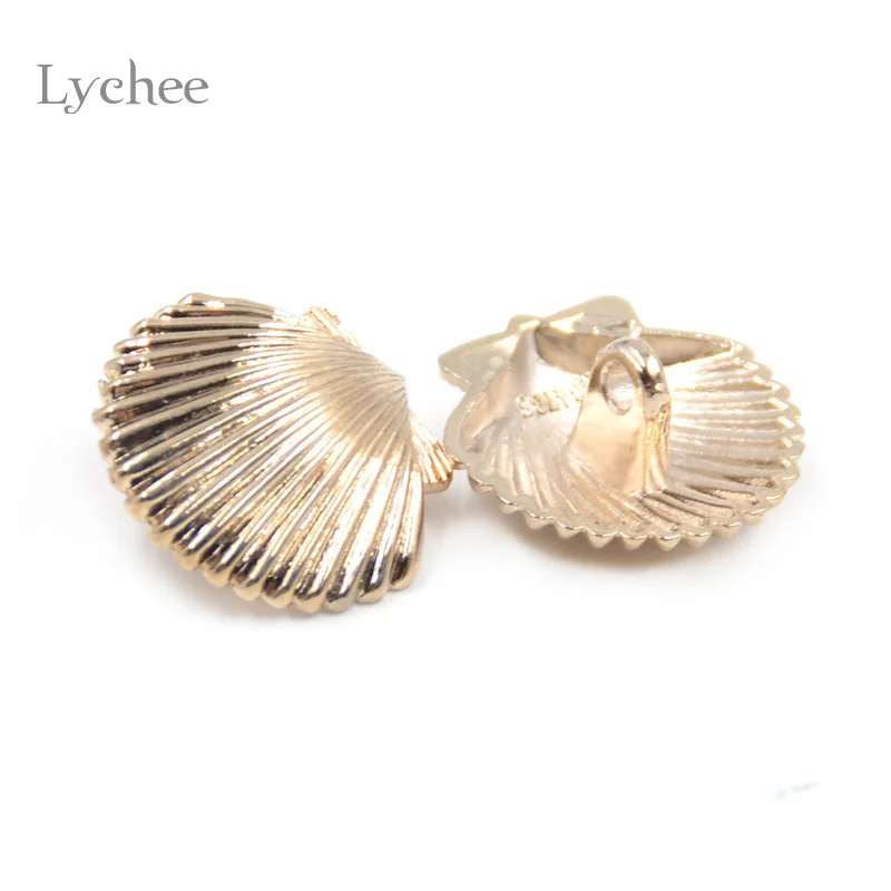 Lychee Life 10 Pieces/Lot Metal Sewing Button Scrapbooking Sea Series Glittering Starfish Seashells Jeans Buttons Decorative | Дом и сад