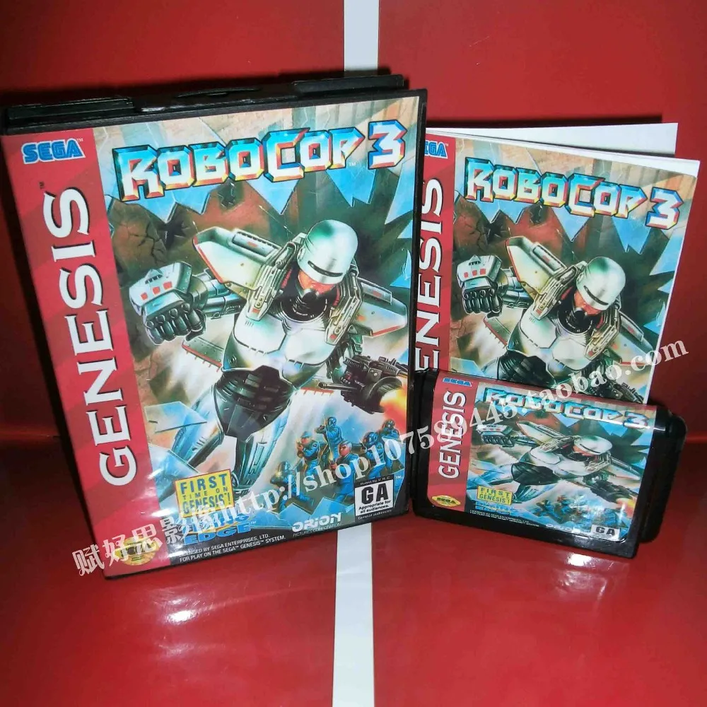 Sega MD игра робокоп 3 с коробкой и руководством для 16 бит игровой картридж Megadrive