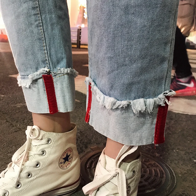 

2019 Summer Men's New Pattern Holes Casual Pants Jeans Camouflage Patch Slim Fit Pants Leisure Trousers Blue Pants Size M-2XL