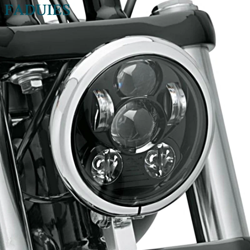 

FADUIES Black / Silver 45W 5.75 Inch Headlight Motorcycle 5 3/4 inch LED Headlight For Harley- Motorcycle Led Headlamp