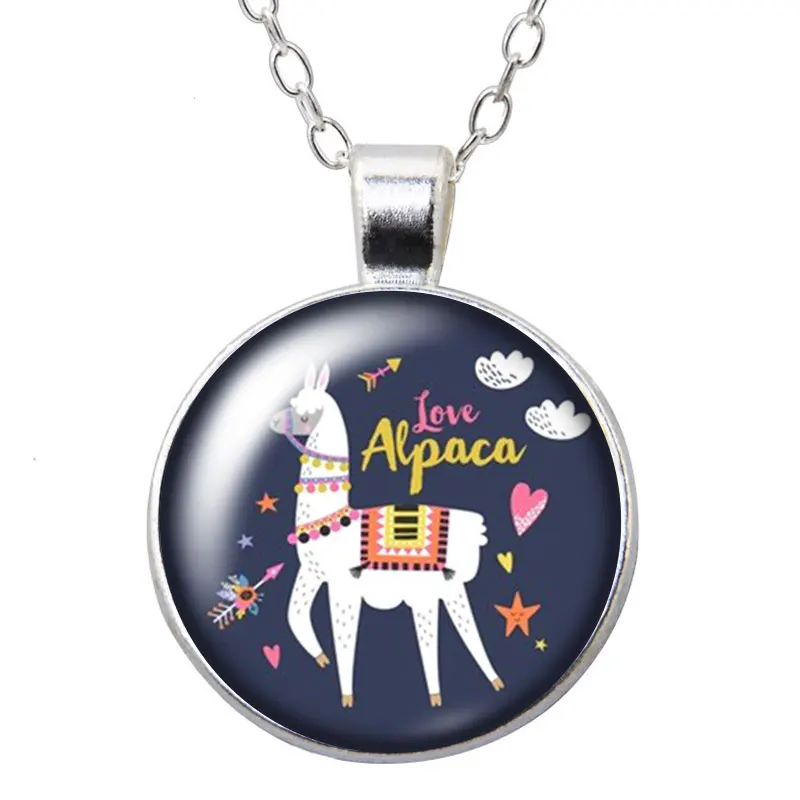 Beauty no prob llama Alpaca Silver color/Bronze Pendant Necklace 25mm Glass Cabochon Woman Girls Jewelry Birthday Gift 50cm | Украшения и