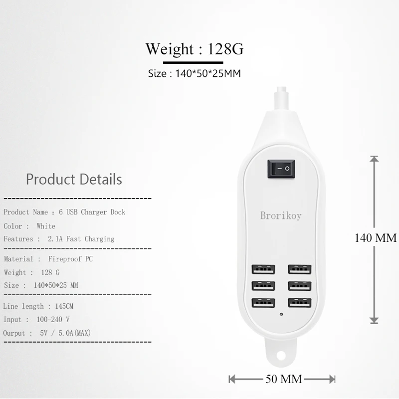 6 USB зарядное устройство док 15 Вт 3A ЕС Plug Quick Charge для iPad iPhone samsung Планшеты адаптер