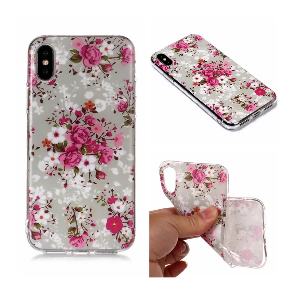 Цветок Силиконовые чехол для iPhone XS Max X XR Мода Цветочный 7 8 6 6s плюс корпус ТПУ