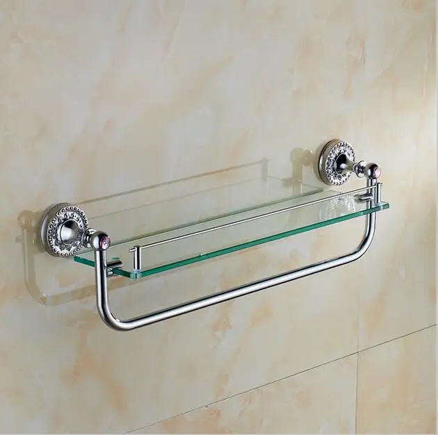 Bathroom single shower glass shelf bath corner rack chrome holder bathroom commodity | Обустройство дома