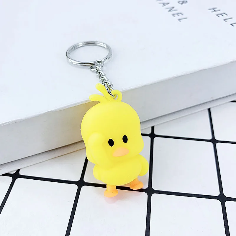Новинка креативный мягкий клей из ПВХ маленькая Желтая утка пряжка для ключа