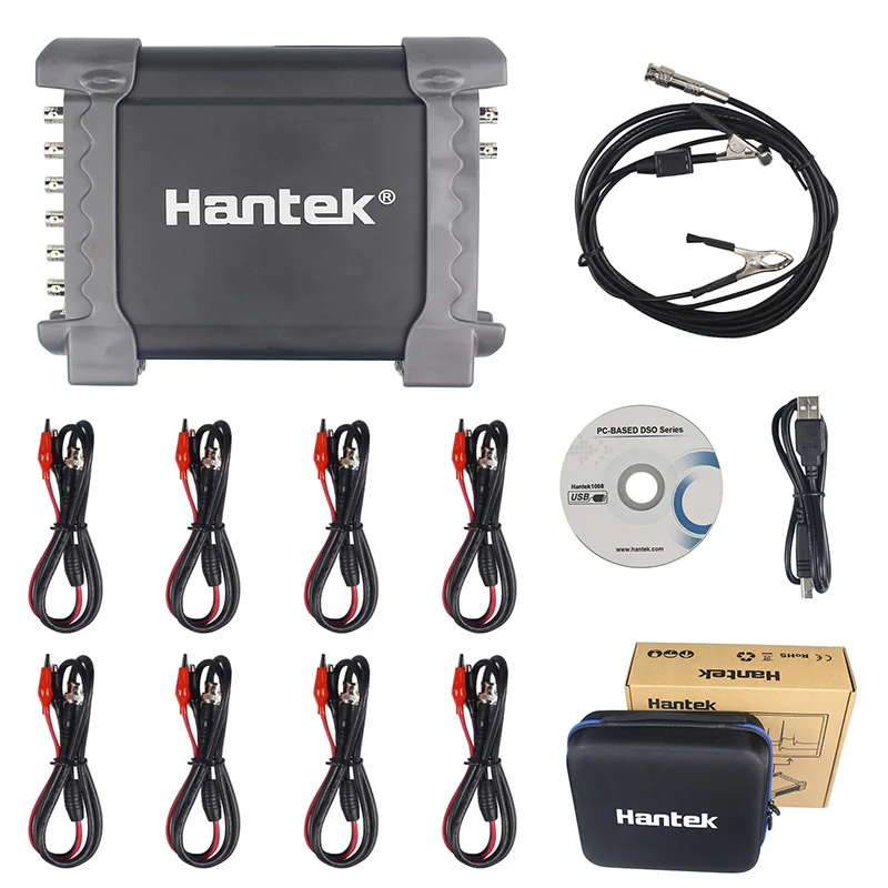 1008C With HT25 Hantek 1008c автомобильный осциллограф/DAQ/Программируемый генератор ручной 8 каналов USB осциллографы с автоматическим зажиганием зонда - Цвет: 1008C With HT25