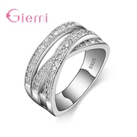 cross 925 sterling silver wedding rings for women shiny cubic zircon jewelry anniversary engagement ring