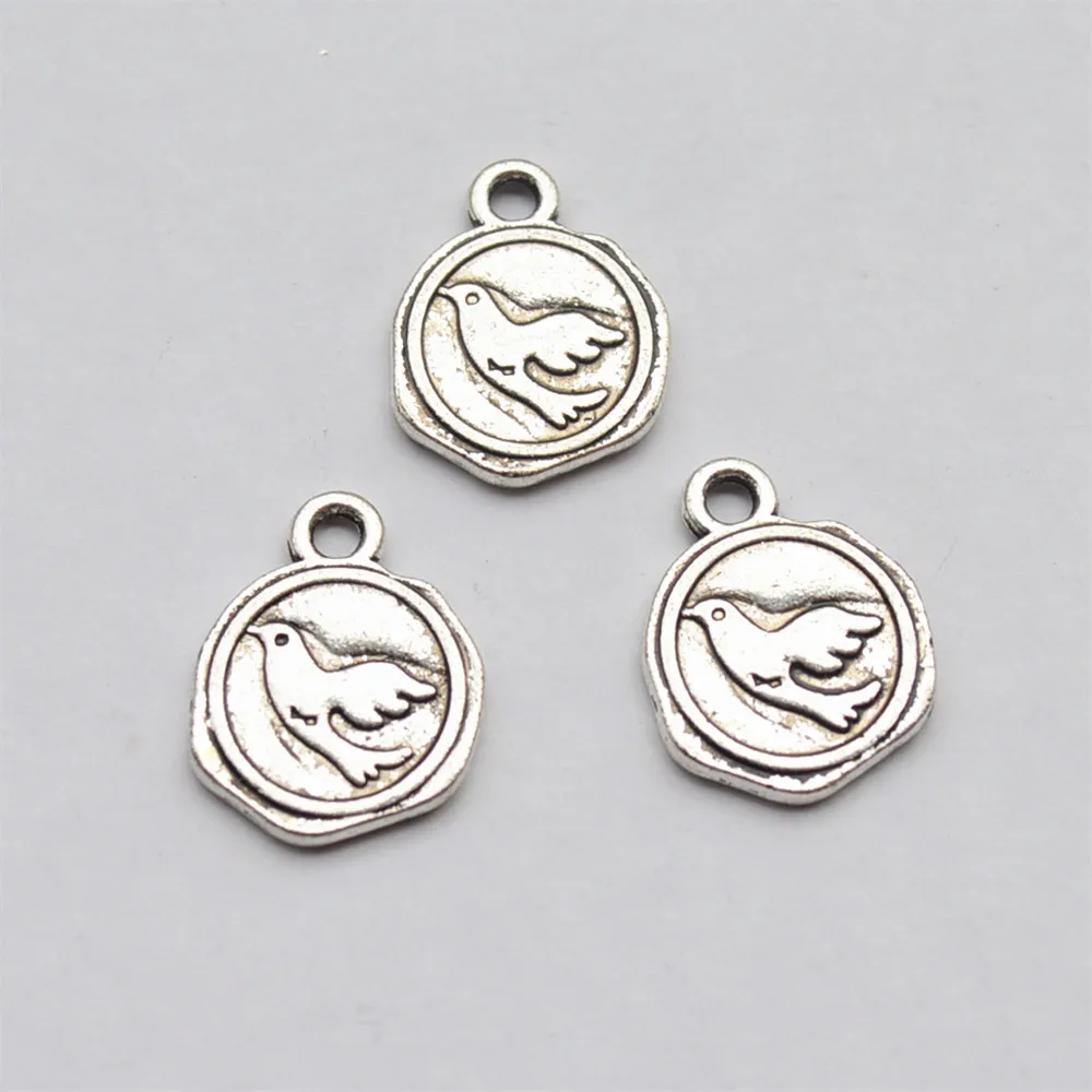 

Antique Silver Zinc Alloy European and American style Dove Charms Pendants fit for DIY necklace and Bracelets, 100pcs/lot